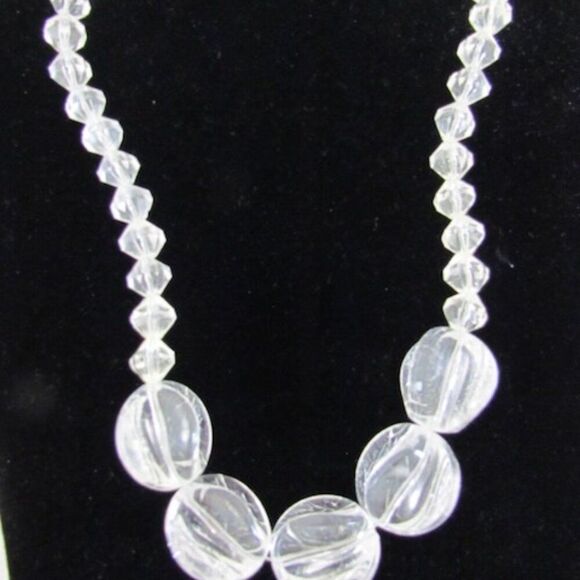 Vintage Chunky Clear Lucite Necklace 1940s 50s - Picture 7 of 8